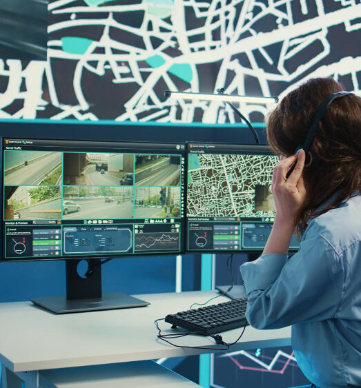 Centro de monitoreo de cámaras de seguridad CCTV con analítica de video e Inteligencia Artificial.